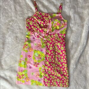 Lilly Pulitzer Pink and Green Floral Mini Dress
